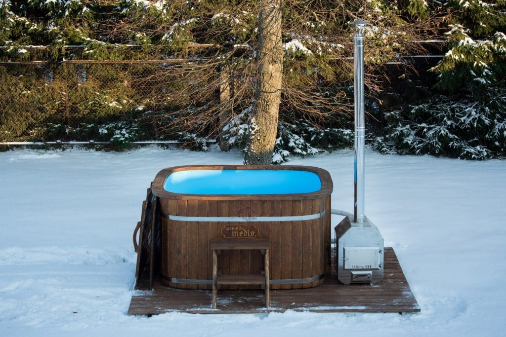 Polypropylene hot tub external heater blue insert painted spruce 2