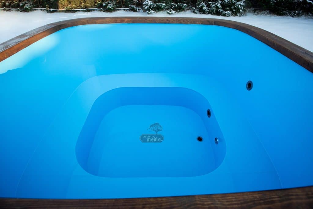 Polypropylene hot tub external heater blue insert painted spruce 3